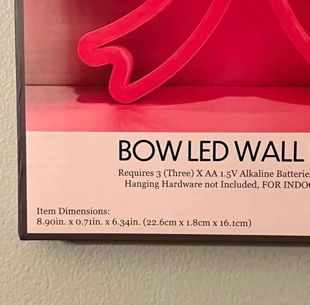 Room2Room Pink Bow LED Wall Light